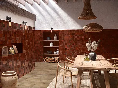 Background tile, Effect crackle glaze, Color red,brown, Ceramics, 10x10 cm, Finish glossy