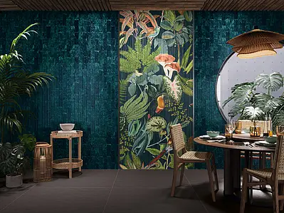 Background tile, Effect crackle glaze, Color navy blue, Ceramics, 6.5x20 cm, Finish glossy