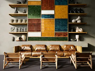 Background tile, Effect crackle glaze, Color yellow, Ceramics, 6.5x20 cm, Finish glossy