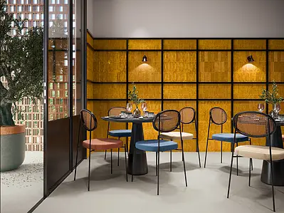 Background tile, Effect crackle glaze, Color yellow, Ceramics, 10x10 cm, Finish glossy