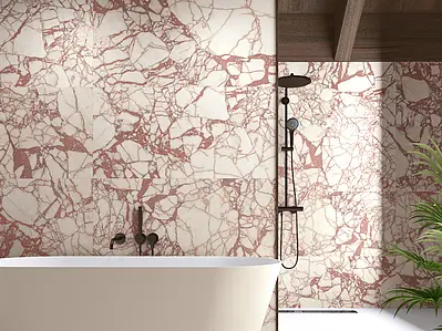 Background tile, Effect other marbles, Color pink, Glazed porcelain stoneware, 60x120 cm, Finish semi-polished