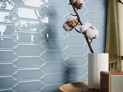 Background tile, Color sky blue, Ceramics, 5x15 cm, Finish glossy