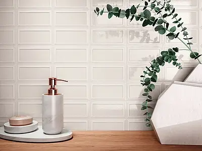 Background tile, Color white, Ceramics, 6.5x13 cm, Finish glossy