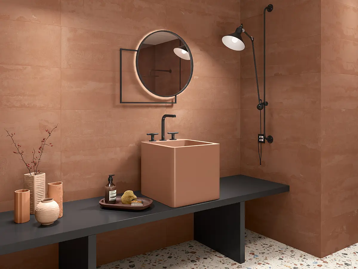 Background tile, Effect concrete, Color brown, Ceramics, 30x90 cm, Finish matte