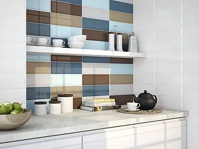 Background tile, Color white, Style metro, Ceramics, 10x30 cm, Finish glossy