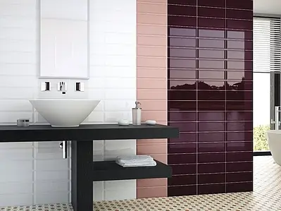 Background tile, Color white, Style metro, Ceramics, 10x30 cm, Finish glossy