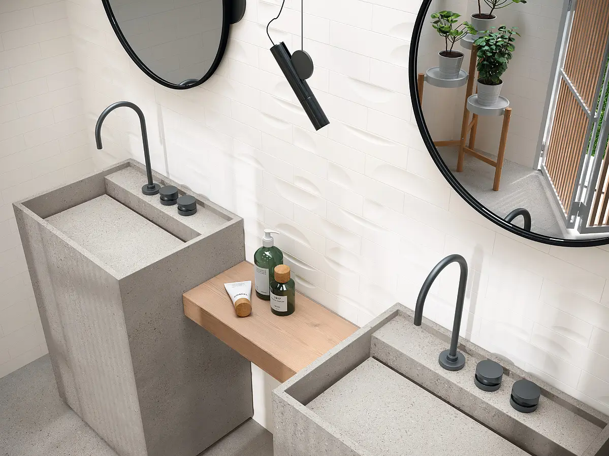 Background tile, Effect unicolor, Color white, Ceramics, 6.3x25 cm, Finish matte