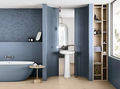 Background tile, Effect unicolor, Color navy blue, Ceramics, 6.3x25 cm, Finish matte