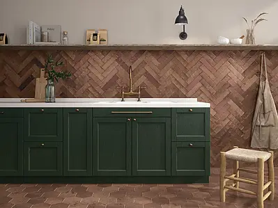 Background tile, Effect metal, Color brown, Glazed porcelain stoneware, 13.9x16 cm, Finish antislip