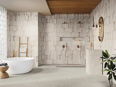 Background tile, Effect metal, Color white, Ceramics, 6.3x25 cm, Finish aged