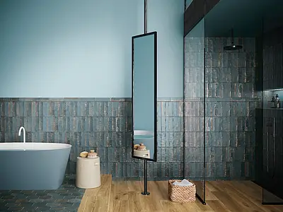 Background tile, Effect metal, Color navy blue, Ceramics, 6.3x25 cm, Finish matte