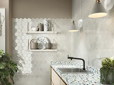 Background tile, Color grey, Ceramics, 12x13.8 cm, Finish glossy