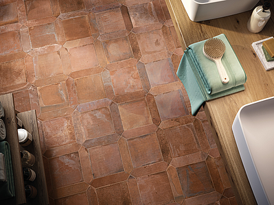Background tile, Effect terracotta, Color brown, Glazed porcelain stoneware, 20x20 cm, Finish antislip