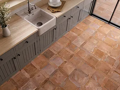 Background tile, Effect terracotta, Color brown, Glazed porcelain stoneware, 20x20 cm, Finish antislip