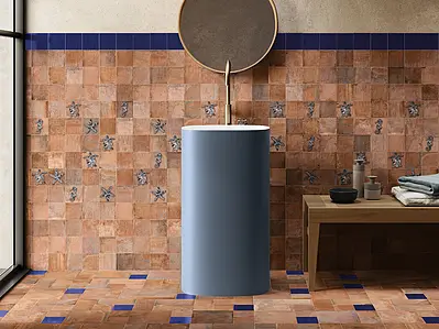 Background tile, Effect terracotta, Color brown, Glazed porcelain stoneware, 20x20 cm, Finish antislip