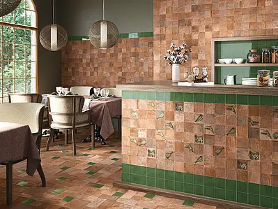 Background tile, Effect terracotta, Color brown, Glazed porcelain stoneware, 20x20 cm, Finish antislip