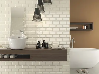 Background tile, Color beige, Style metro, Ceramics, 10x20 cm, Finish glossy