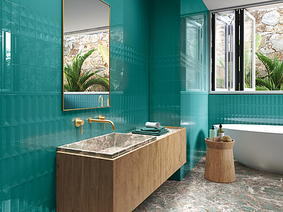 Background tile, Effect unicolor, Color green, Ceramics, 6.5x20 cm, Finish glossy