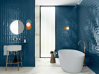 Unicolor,Zellige,Bathroom,Navy blue