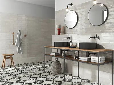 Unicolor,Zellige,Bathroom,Black & white