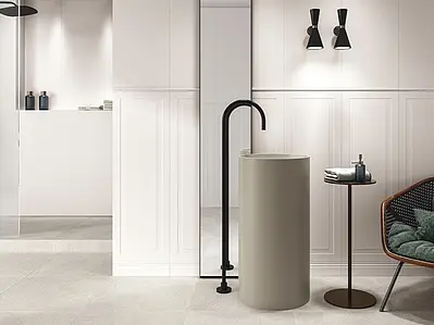 Background tile, Effect unicolor, Color white, Style boiserie, Ceramics, 40x120 cm, Finish matte