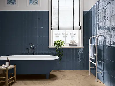 Background tile, Color navy blue, Ceramics, 10x30 cm, Finish glossy