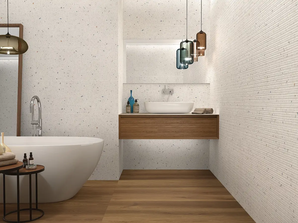 Background tile, Color white, Ceramics, 40x120 cm, Finish matte