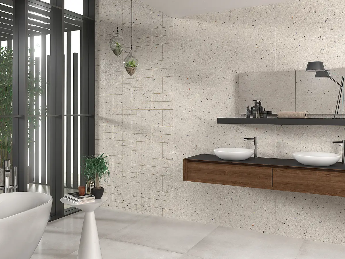 Background tile, Color white, Ceramics, 40x120 cm, Finish matte