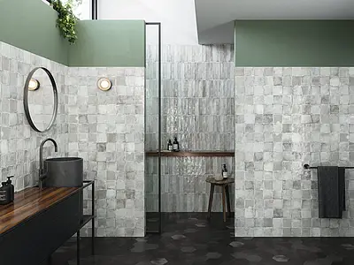 Background tile, Color grey, Style zellige, Ceramics, 5x25 cm, Finish glossy