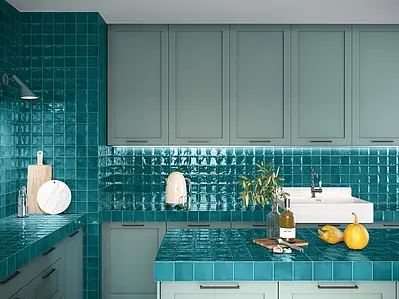 Background tile, Color navy blue, Ceramics, 10x10 cm, Finish glossy