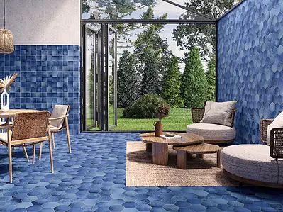 Carrelage, Teinte bleue, Céramique, 12.4x12.4 cm, Surface brillante