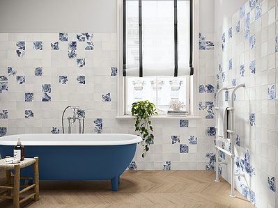 Background tile, Color white, Ceramics, 12.4x12.4 cm, Finish glossy