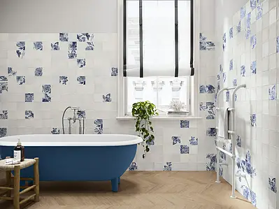Background tile, Color white, Ceramics, 12.4x12.4 cm, Finish glossy