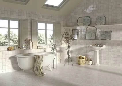 Background tile, Color white, Style zellige, Ceramics, 13x13 cm, Finish glossy