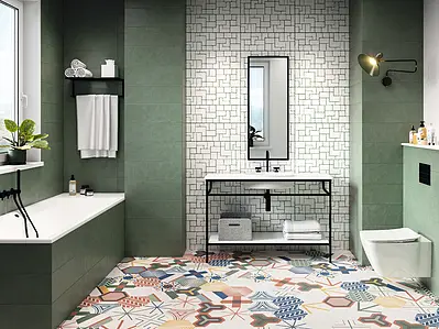 Background tile, Color multicolor, Style patchwork, Glazed porcelain stoneware, 23x26 cm, Finish matte