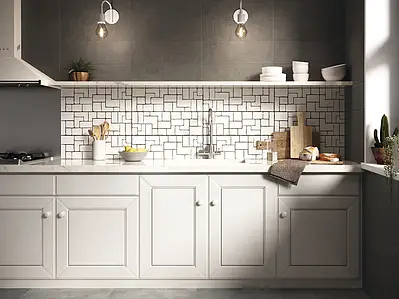 Background tile, Color white, Ceramics, 20x60 cm, Finish matte