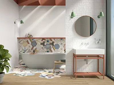 Background tile, Color white, Ceramics, 20x60 cm, Finish matte