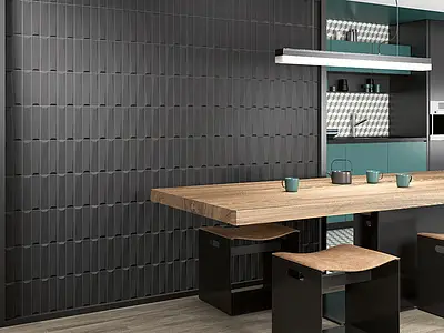 Background tile, Color black, Ceramics, 5x20 cm, Finish matte