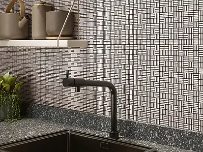 Mosaic effect tiles, Effect unicolor, Color white, Ceramics, 10x10 cm, Finish glossy