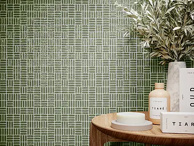 Mosaic effect tiles, Effect unicolor, Color green, Ceramics, 10x10 cm, Finish glossy