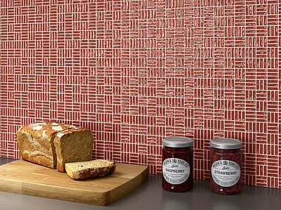 Mosaic effect tiles, Effect unicolor, Color red, Ceramics, 10x10 cm, Finish glossy