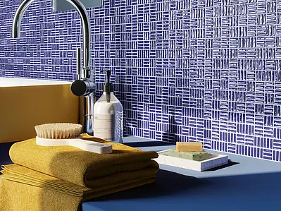 Mosaic effect tiles, Effect unicolor, Color navy blue, Ceramics, 10x10 cm, Finish glossy