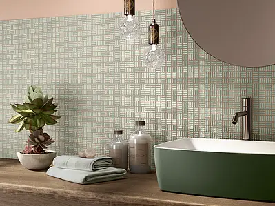 Mosaic effect tiles, Effect unicolor, Color green, Ceramics, 10x10 cm, Finish glossy