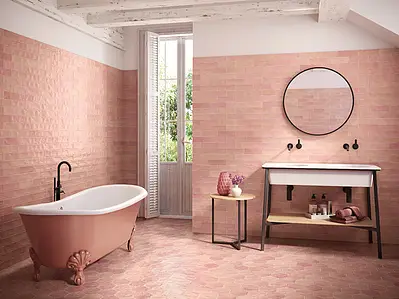 Background tile, Effect terracotta,unicolor, Color pink, Ceramics, 6.5x20 cm, Finish Honed