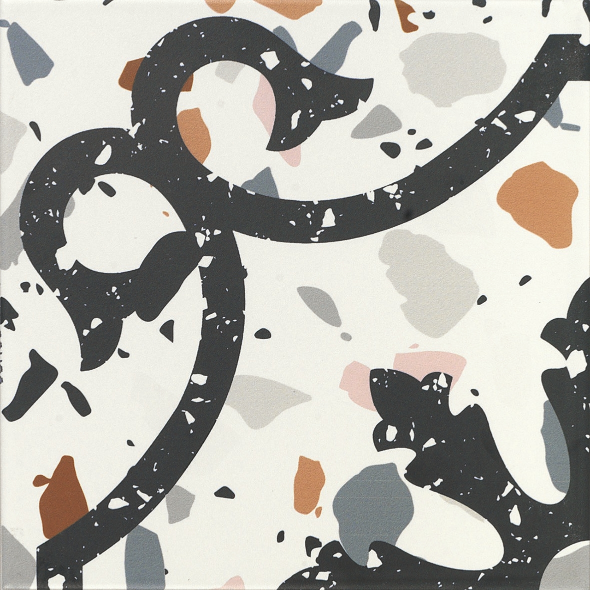 Background tile Trendy by Ape, Glazed porcelain stoneware, 20x20 cm, Surface Finish matte, Effect stone,terrazzo, Color multicolor,