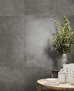 Background tile, Effect concrete, Color black, Glazed porcelain stoneware, 60x120 cm, Finish antislip