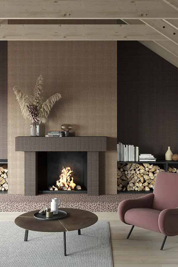 Mosaic tile, Effect other stones, Color brown, Glazed porcelain stoneware, 30x30 cm, Finish antislip