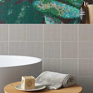 Background tile, Effect fabric,unicolor, Color beige, Glazed porcelain stoneware, 15x15 cm, Finish matte