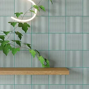 Background tile, Effect fabric,unicolor, Color green, Glazed porcelain stoneware, 15x15 cm, Finish matte