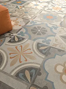 Effekt marokkanske fliser, Farve med flere farver, Stil patchwork, Grundflise, Glaseret porcelænsstentøj, 60x60 cm, Overflade mat